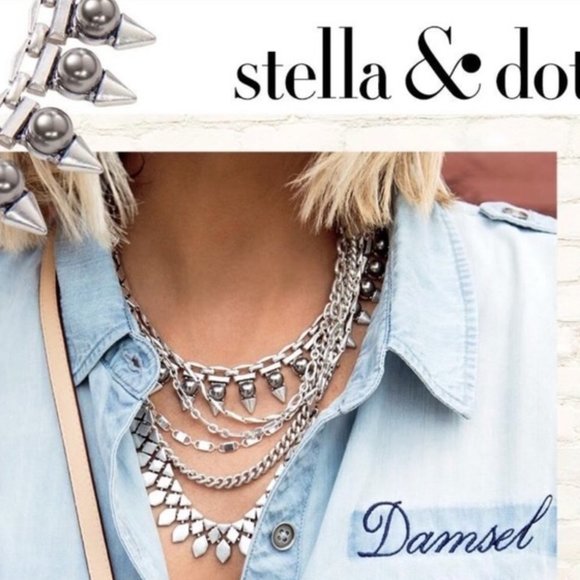 Stella & Dot Jewelry - :: S&D Lynx Edgy Gray Pearl Spike Necklace